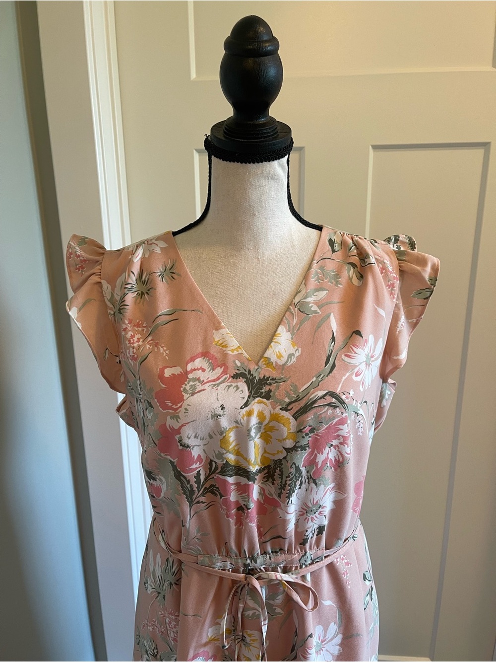 LOFT Blush Pink Floral Wrap-Style Dress